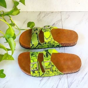 Neon lime double buckle sandal LAST PAIR